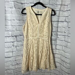 LC Lauren Conrad Cream Lace Mini Dress